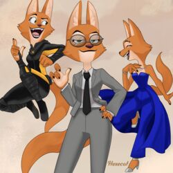  1:1 4_fingers absurd_res anthro breasts canid canine clawed_fingers claws cleavage clothed clothing diane_foxington dreamworks eyewear female fingers fox fur glasses hexecat hi_res jumpsuit latex latex_clothing latex_skinsuit mammal necktie open_mouth open_smile orange_body orange_fur pink_nose rubber_clothing skinsuit smile solo suit teeth the_bad_guys tight_clothing tongue 