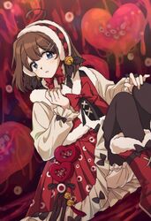  adapted_costume ahoge bad_id bad_twitter_id bbunny black_bow black_pantyhose blood bloomers blue_eyes boots bow bowtie brown_hair capelet chin_strap eye_print female fur-trimmed_boots fur-trimmed_capelet fur_trim hairband hanbok hod_(project_moon) korean_clothes laetitia_(project_moon) library_of_ruina lolita_fashion lolita_hairband long_sleeves looking_at_viewer medium_hair pantyhose project_moon red_bow red_bowtie red_footwear sitting solo underwear white_bloomers 