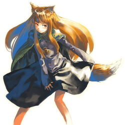  animal_ears female holo long_hair myu_(neorosi) solo spice_and_wolf tail wolf_ears wolf_girl wolf_tail 