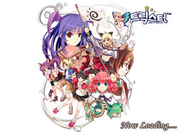  4boys 5girls animal_ears artist_request buffalo_(trickster) bunny_(trickster) cat_(trickster) cat_ears demon_wings dragon_(trickster) everyone fairy flag fox_(trickster) fox_ears glasses gloves harp head_wings horns instrument lion_(trickster) lion_ears multiple_boys multiple_girls photoshop_(medium) rabbit_ears raccoon_(trickster) raccoon_ears sheep_(trickster) sheep_ears skirt thighhighs trickster_(ntreev_soft) white_flag wings 