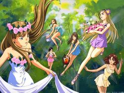  6+girls :d age_difference alternate_costume apple aqua_dress aqua_footwear bare_shoulders basket black_hairband blonde_hair blue_dress blue_eyes blue_footwear bottle bouquet braid breasts brown_eyes brown_hair catherine_bloom collarbone company_name cross-laced_footwear crown daisy day dorothy_catalonia dress duplicate earrings fairy fairy_wings floating_hair flower flying food forest forked_eyebrows fruit gundam gundam_wing hair_flower hair_ornament hair_over_shoulder hair_pulled_back hairband hand_up head_wreath holding holding_basket holding_bouquet holding_wand jewelry jpeg_artifacts jug_(bottle) lady_une leg_up light_rays lipstick long_hair looking_at_viewer lucrezia_noin makeup medium_breasts medium_hair multiple_girls murase_shuukou nature open_mouth outdoors petals picnic_basket pink_dress pink_flower pink_footwear pink_rose purple_dress purple_flower purple_footwear red_flower red_lips relena_peacecraft rose sally_po sandals sash short_dress short_hair single_strap sky small_breasts smile spilling star_(symbol) star_earrings star_wand straight_hair strapless sunbeam sunlight transparent_wings tree twin_braids v-shaped_eyebrows v_arms wand wavy_hair white_dress white_flower white_sash wine_bottle wings yellow_dress yellow_flower 