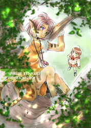  2001 2girls animal_ears artist_name cat_ears cat_girl gem jewelry kanzaki_hitomi merle_(tenkuu_no_escaflowne) multiple_girls necklace pendant pink_hair red_gemstone short_hair tenkuu_no_escaflowne tenkuu_sphere 