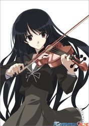  black_dress black_sailor_collar dress female instrument long_hair myself_yourself official_art sailor_collar sasaki_mutsumi school_uniform serafuku solo violin yatsushiro_nanaka 