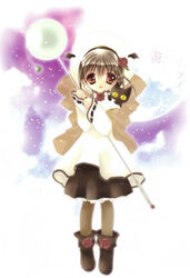  animal animal_on_shoulder bell black_cat boots brown_pantyhose dress feline female flower full_body hat highres holding koge_donbo looking_at_viewer nyaa-san pantyhose pita_ten red_eyes red_flower red_rose ribbon-trimmed_sleeves ribbon_trim rose scan shia_(pita_ten) solo standing 