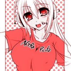  nitroplus oppai pink_hair red_eyes soniko super_soniko 