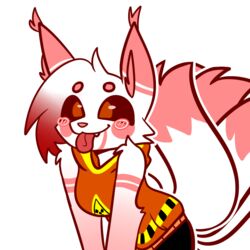  1:1 2_tails alpha_channel animated anthro blep canid canine clothing ear_tuft female fox fur hoodie inner_ear_fluff kiwifox_(artist) mammal multi_tail multicolored_body multicolored_fur orange_clothing orange_hoodie orange_topwear pink_body pink_fur roxy_(kiwifox) short_playtime simple_background smile solo tail tail_motion tailwag tongue tongue_out topwear transparent_background tuft white_body white_fur 