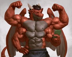  2021 4_arms 4_nipples 4_pecs abs anthro barazoku biceps big_muscles bottomwear brown_hair cellphone claws clothed clothing countershade_torso countershading dated digital_media_(artwork) dragon electronics european_mythology flexing flexing_bicep flexing_both_biceps grey_background grey_body grey_countershading hair hand_on_hip hi_res holding_object holding_phone horn huge_muscles humanoid_pointy_ears male multi_arm multi_limb multi_nipple multi_pecs muscular muscular_anthro muscular_male mythological_creature mythological_scalie mythology navel nipples pants pecs phone red_body scalie signature simple_background smartphone smile solo standing taran_fiddler topless topless_male vein veiny_muscles western_dragon wings 