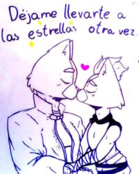  anthro avocato blush body_hair clothed clothing domestic_cat drawing duo felid feline felis final_space fur heart_symbol incest_(lore) kissing little_cato male male/male mammal muscular slim the_hyena ventrexian 