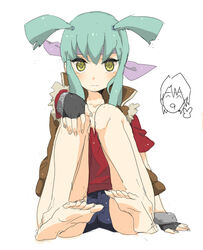  barefoot green_hair headband kiryu_kyosuke luca ruka twintails yu-gi-oh! yugioh_5d&#039;s yuu-gi-ou_5d&#039;s 