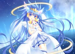  aoki_reika bad_id bad_pixiv_id bike_shorts blue_background blue_dress blue_eyes blue_hair blue_skirt blue_theme bow bridal_gauntlets candy_(smile_precure!) cure_beauty cure_beauty_(princess_form) dress female hair_tubes halo highres long_hair magical_girl pink_bow precure shorts shorts_under_skirt sidelocks skirt smile smile_precure spiked_hair tiara wrist_cuffs yayayoruyoru 