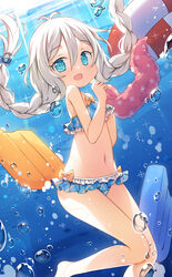  :d air_bubble bare_arms bare_legs bare_shoulders barefoot bikini blue_bikini blue_eyes blush braid bubble chinese_commentary commentary_request day female floating_hair fred04142 frilled_bikini frills groin hair_between_eyes highres holding holding_towel innertube kickboard kokkoro_(princess_connect!) kokkoro_(real)_(princess_connect!) lifebuoy long_hair looking_at_viewer navel open_mouth outdoors photoshop_(medium) plaid plaid_bikini princess_connect! smile solo swim_ring swimsuit towel twin_braids twintails underwater water 