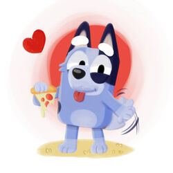  1:1 anthro australian_cattle_dog bluey_(series) canid canine canis cattledog domestic_dog female food heart_symbol herding_dog inklingbear_(artist) looking_at_viewer mammal pastoral_dog pepperoni_pizza pizza smile socks_heeler solo source_request speedpaint tail tail_motion tailwag tongue tongue_out unavailable_at_source young_(lore) 