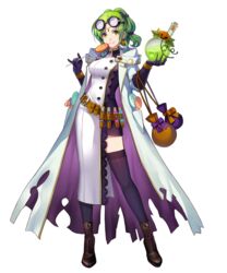  alternate_costume ankle_boots bag belt black_footwear black_thighhighs boots bow breasts buttons candy closed_mouth coat dress earrings eyewear_on_head female fire_emblem fire_emblem:_the_sacred_stones fire_emblem_heroes food full_body glasses gloves green_eyes green_hair halloween halloween_costume highres holding jewelry konfuzikokon l&#039;arachel_(fire_emblem) l&#039;arachel_(halloween)_(fire_emblem) lab_coat long_hair long_sleeves looking_at_viewer medium_breasts non-web_source official_art shiny_clothes short_dress smile solo standing test_tube thighhighs tied_hair transparent_background turtleneck zettai_ryouiki 