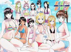  6+girls :p agata_saaya asahina_kikuno bikini black_eyes black_hair blonde_hair blue_eyes brown_eyes brown_hair candy character_request flower food glasses green_eyes green_hair hair_flower hair_ornament highres kibitsu_momoka lollipop long_hair morishita_koma multiple_girls official_art onizuka_hime pink_hair pinup quecchon red_eyes saotome_roman short_hair sket_dance smile swimsuit takahashi_chiaki_(sket_dance) tan tongue tongue_out twintails unyuu_mimori usami_hani v yuuki_reiko 