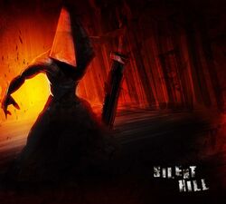  1boy apron blood commentary_request gloves great_knife hat helmet highres knife male_focus mask monster muscular muscular_male pyramid_head qsixtynine silent_hill_(series) silent_hill_2 solo sword weapon 