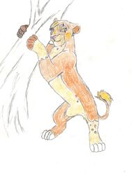  blue_eyes charakter_fanem felid hi_res lion mammal nyu_(lurabbl) orginal_character pantherine solo traditional_media_(artwork) 