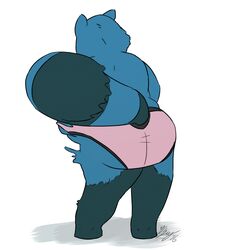  2d_animation ailurid animated anthro ass barefoot black_seam_briefs black_seam_underwear blue_body blue_fur briefs briefs_only clothed clothing colored_seam_underwear feet frame_by_frame fur izvy izvy_(artist) male mammal overweight overweight_anthro overweight_male pink_briefs pink_clothing pink_underwear red_panda shaking_butt short_playtime simple_background slightly_chubby solo topless underwear underwear_only white_background 