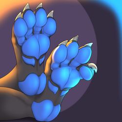  1:1 2017 3dinoz 4_toes ambiguous_gender anthro black_body black_skin blue_body blue_skin claws faceless_ambiguous faceless_character feet foot_shot hi_res mammal multicolored_body multicolored_skin plantigrade procyonid raccoon simple_background solo toe_claws toes two_tone_body two_tone_skin 