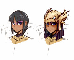  azir black_hair braid commentary_request dark-skinned_female dark_skin eyeshadow female genderswap_(mtf) helmet league_of_legends makeup nam_(valckiry) purple_eyes rule_63 smile solo 