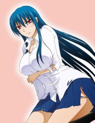  blue_hair breasts dcd diamond_cut_diamond kenji_t1710 large_breasts school_uniform shigyou_yuuyami taguchi_kenji 