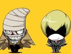  2boys alan_gabriel bandage bandages blonde_hair chibi lowres multiple_boys schwarzwald smile the_big_o 