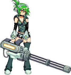  green_hair lowres orange_eyes personification pixel_art weapon xbox xbox-tan 