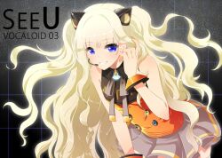  animal_ears bad_id bad_pixiv_id blonde_hair blue_eyes bow bracelet eloosia female grin headset jewelry long_hair seeu skirt smile solo very_long_hair vocaloid 