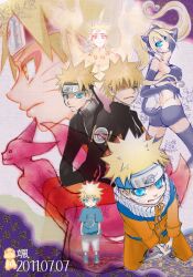  blonde_hair blue_eyes dual_persona facial_mark forehead_protector kyuubi_(naruto) male naruko naruto naruto_shippuuden rule_63 satuki37 tears twintails uzumaki_naruto uzumaki_naruto_(sennin_mode) young younger 