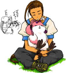  1boy chu_chu_(xenogears) commentary_request fei_fong_wong long_hair lowres male_focus maruo_(ciao15) ponytail single_hair_intake sleeping xenogears 