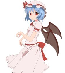  bad_id bad_pixiv_id bat_wings blue_hair bow brooch female goro hat jewelry large_bow oerba_yun_fang red_eyes remilia_scarlet short_hair smile solo touhou wings 