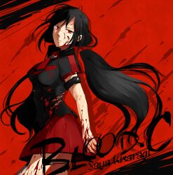  bad_id bad_pixiv_id black_hair blood blood-c female izru katana kisaragi_saya long_hair red_eyes school_uniform skirt solo sword twintails very_long_hair weapon 