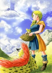  bianca_(dq5) blonde_hair braid cape commentary_request dragon_quest dragon_quest_v female hair_over_shoulder highres long_hair masayan_(minor-ms) photoshop_(medium) single_braid solo 