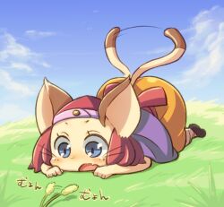  animal_ears bad_id bad_pixiv_id blue_eyes brave_story cat_ears cat_teaser female gunjima_souichirou meena_(brave_story) solo tail tail_wagging whiskers 