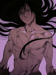  black_hair long_hair mankintan mochizuki_oboro psyren shirtless smile solo 