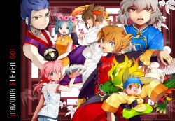  6+boys bad_id bad_pixiv_id baozi blue_eyes blue_hair brown_eyes brown_hair china_dress chinese_clothes dragon dress endou_mamoru female flower folding_fan food hair_flower hair_ornament hakusai_(tiahszld) hand_fan highres inazuma_eleven_(series) inazuma_eleven_go kirino_ranmaru long_hair matsukaze_tenma multiple_boys nishizono_shinsuke open_mouth photoshop_(medium) pink_hair shindou_takuto short_hair smile sorano_aoi tail tsurugi_kyousuke twintails yellow_eyes 