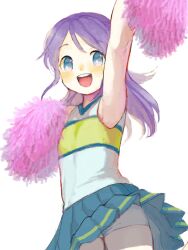  armpits bad_drawr_id bad_id bad_link blue_eyes blush cheerleader female higebu inazuma_eleven inazuma_eleven_(series) kudou_fuyuka long_hair oekaki open_mouth pom_pom_(cheerleading) purple_hair solo 