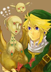  1boy bad_id bad_pixiv_id blonde_hair blue_eyes commentary_request earrings gloves hat jewelry link mikami ooccoo smile the_legend_of_zelda the_legend_of_zelda:_twilight_princess 