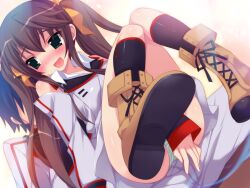  brown_hair emily game_cg huang_lingyin infinite_stratos panties seifuku twintails underwear 