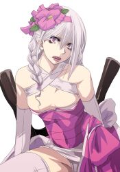  alternate_color assassin_(ragnarok_online) bags_under_eyes commentary_request female flat_chest highres licking_lips lips lipstick makeup mr.romance naughty_face pink_eyes ragnarok_online solo thighhighs tongue tongue_out white_hair white_thighhighs 