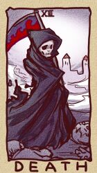  commentary_request death_(entity) death_(tarot) ikkyuu lowres no_humans original robe scythe skull tarot tarot_(medium) 