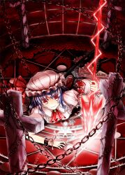  90i bad_id bad_pixiv_id bat_wings blue_hair female hat miserable_fate photoshop_(medium) red_eyes remilia_scarlet solo spear_the_gungnir touhou wings 