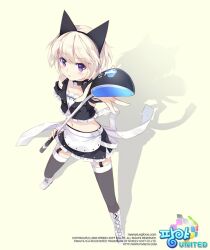  1boy animal_ears cat_ears male_focus midriff nell_(pangya) nyanya official_art otoko_no_ko pangya short_hair solo thighhighs white_hair zettai_ryouiki 