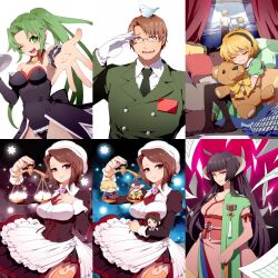  2boys 4girls angel_mort bad_id bad_pixiv_id bird black_hairband black_pantyhose blonde_hair character_doll featherine_augustus_aurora hairband higurashi_no_naku_koro_ni houjou_satoko houjou_satoshi in-franchise_crossover kanon_(umineko) maid multiple_boys multiple_girls niso pantyhose scales shannon_(umineko) sonozaki_mion stuffed_animal stuffed_toy teddy_bear tomitake_jirou umineko_no_naku_koro_ni ushiromiya_george ushiromiya_jessica 