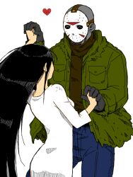  ^_^ closed_eyes couple friday_the_13th hand_holding hockey_mask jason_voorhees long_hair mask the_ring yamamura_sadako 