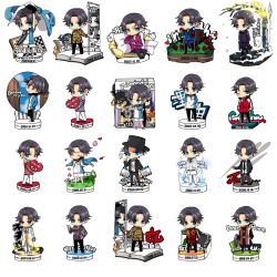  1boy atobe_keigo bad_id bad_pixiv_id black_hair blue_eyes book chibi commentary_request flower hat heart male_focus nozomu144 open_book racket rose tennis_no_ouji-sama tennis_racket tree uniform 