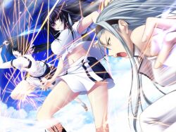  3girls everyone game_cg group katana kawakami_momoyo kuki_ageha maji_de_watashi_ni_koi_shinasai! mayuzumi_yukie multiple_girls sword weapon 