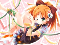  eretto green_eyes minagawa_yuuhi orange_hair ribbons wink your_diary 