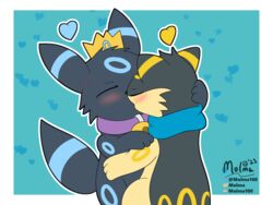  4:3 eeveelution generation_2_pokemon heart_symbol hi_res kissing nintendo pokemon pokemon_(species) quilava synge syngie umbreon 