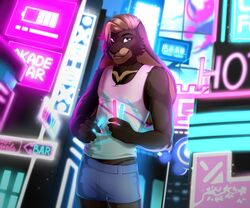  2019 5_fingers anthro bastika brown_body brown_fur brown_hair clothed clothing digital_media_(artwork) domestic_rabbit eyebrows fingers fur hair hi_res lagomorph leporid male mammal meme oryctolagus rabbit rex_rabbit smile solo solo_jazz_pattern standing synthwave 