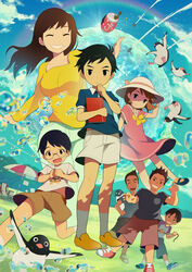  2girls 5boys :o aoyama-kun_(penguin_highway) bird black_eyes blue_eyes blue_footwear blue_sky book bow bowtie brown_hair brown_shorts bubble can chair closed_eyes cloud cola commentary_request day dress drink_can facing_viewer glasses grass hamamoto-san_(penguin_highway) hands_up hat holding holding_book md5_mismatch multiple_boys multiple_girls noeyebrow_(mauve) notebook onee-san_(penguin_highway) open_mouth outdoors parasol penguin penguin_highway photoshop_(medium) pink_dress pink_skirt pocket polo_shirt rainbow red_footwear resolution_mismatch seagull shirt shoes short_sleeves shorts skirt sky smile sneakers socks soda_can source_smaller standing sun_hat suzuki-kun_(penguin_highway) t-shirt uchida-kun_(penguin_highway) umbrella water white_legwear yellow_bow yellow_bowtie yellow_footwear yellow_shirt 